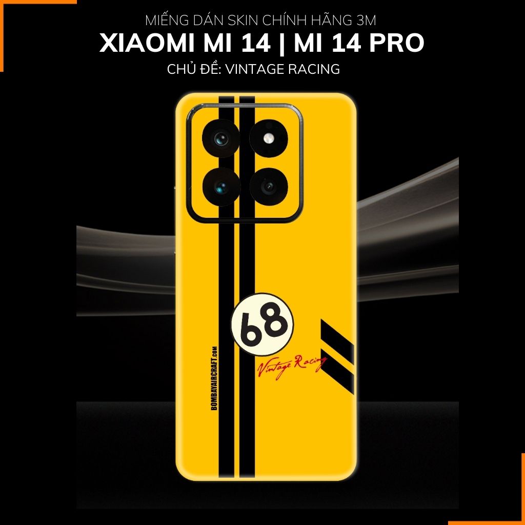 Dán skin điện thoại Xiaomi Mi 14 , Mi 14 Pro full body và camera nhập khẩu chính hãng USA in hình VINTAGE RACING - SKD O03 phụ kiện điện thoại huỳnh tân store