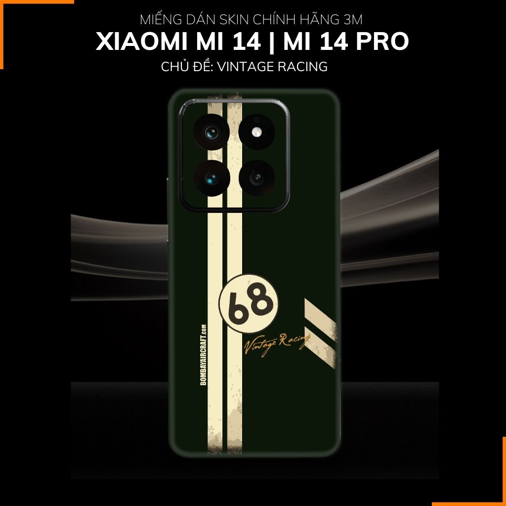 Dán skin điện thoại Xiaomi Mi 14 , Mi 14 Pro full body và camera nhập khẩu chính hãng USA in hình VINTAGE RACING - SKD O02 phụ kiện điện thoại huỳnh tân store