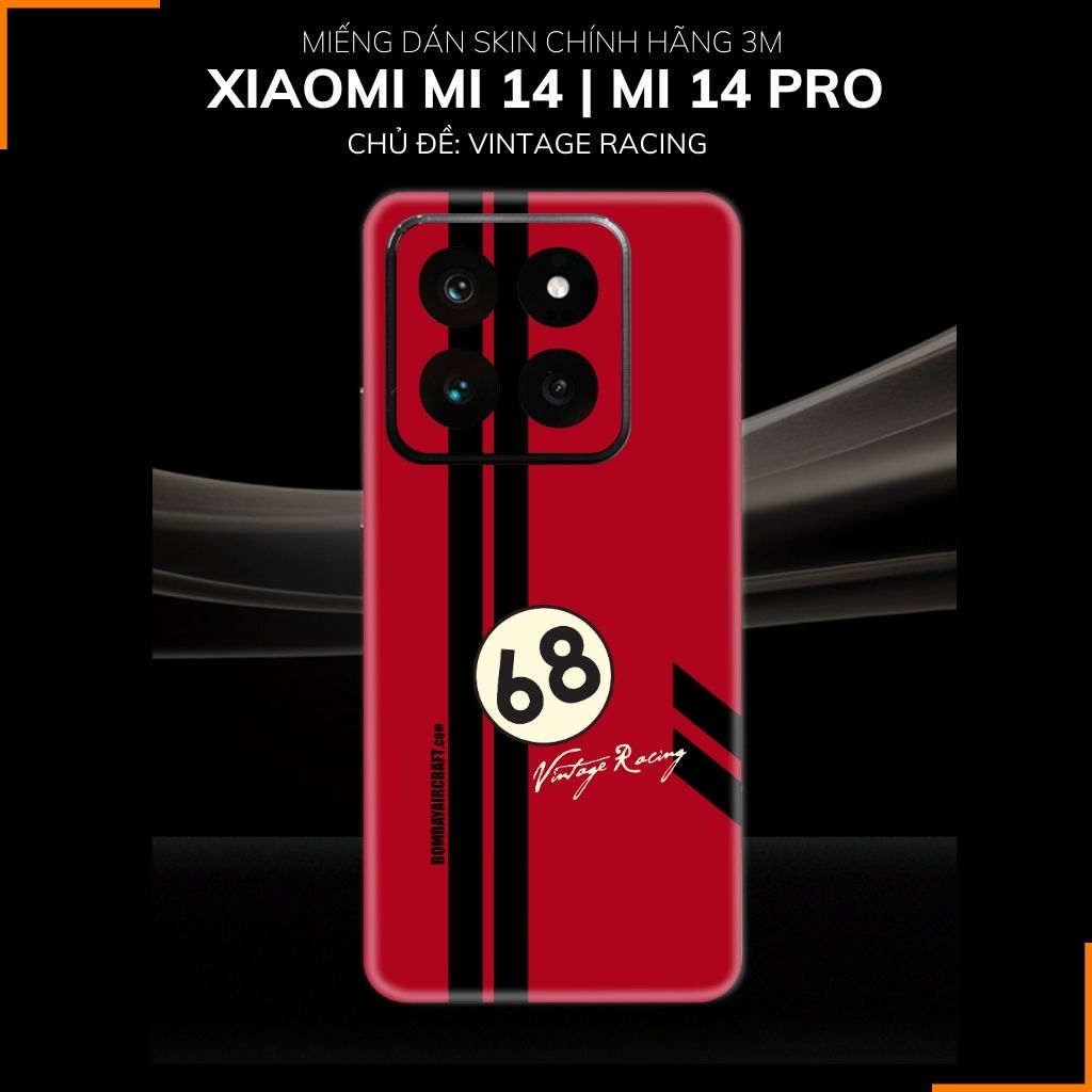 Dán skin điện thoại Xiaomi Mi 14 , Mi 14 Pro full body và camera nhập khẩu chính hãng USA in hình VINTAGE RACING - SKD O04 phụ kiện điện thoại huỳnh tân store