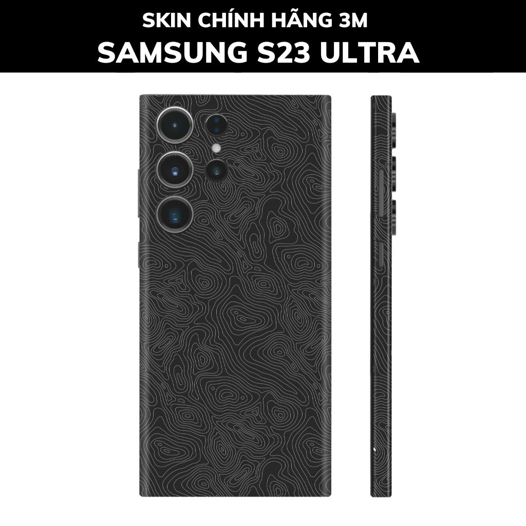 Dán skin điện thoại Samsung S23 Ultra full body và camera nhập khẩu chính hãng USA phụ kiện điện thoại huỳnh tân store - MAP BLACK - Warp Skin Collection