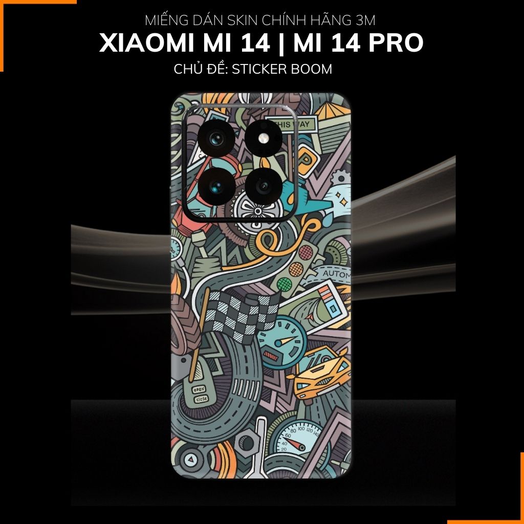 Dán skin điện thoại Xiaomi Mi 14 , Mi 14 Pro full body và camera nhập khẩu chính hãng USA in hình STICKER BOOM - SKD L02 phụ kiện điện thoại huỳnh tân store