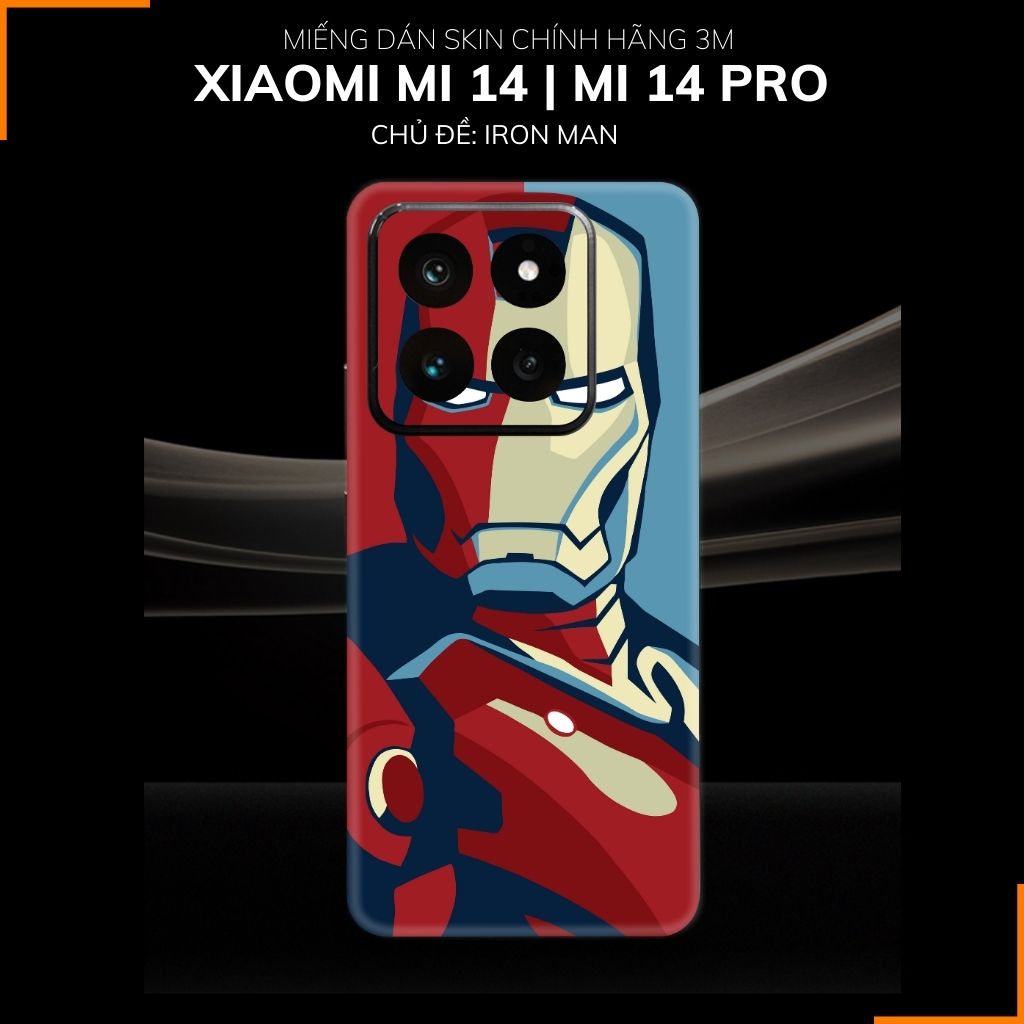 Dán skin điện thoại Xiaomi Mi 14 , Mi 14 Pro full body và camera nhập khẩu chính hãng USA in hình IRON MAN - SKD I06 phụ kiện điện thoại huỳnh tân store