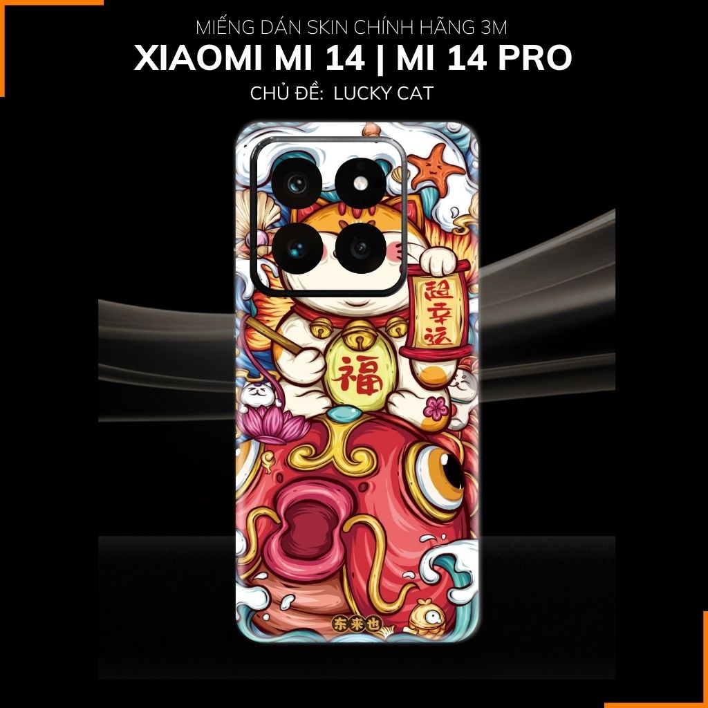 Dán skin điện thoại Xiaomi Mi 14 , Mi 14 Pro full body và camera nhập khẩu chính hãng USA in hình LUCKY CAT - SKD Y09 phụ kiện điện thoại huỳnh tân store