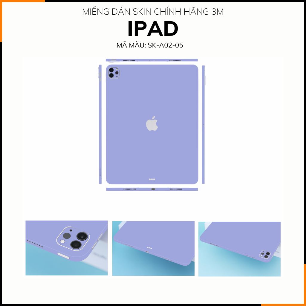 Dán skin ipad , ipad pro, ipad air , ipad mini full body và camera chính hãng 3M - PASTEL PURPLE - SK A02 05 phụ kiện điện thoại huỳnh tân store