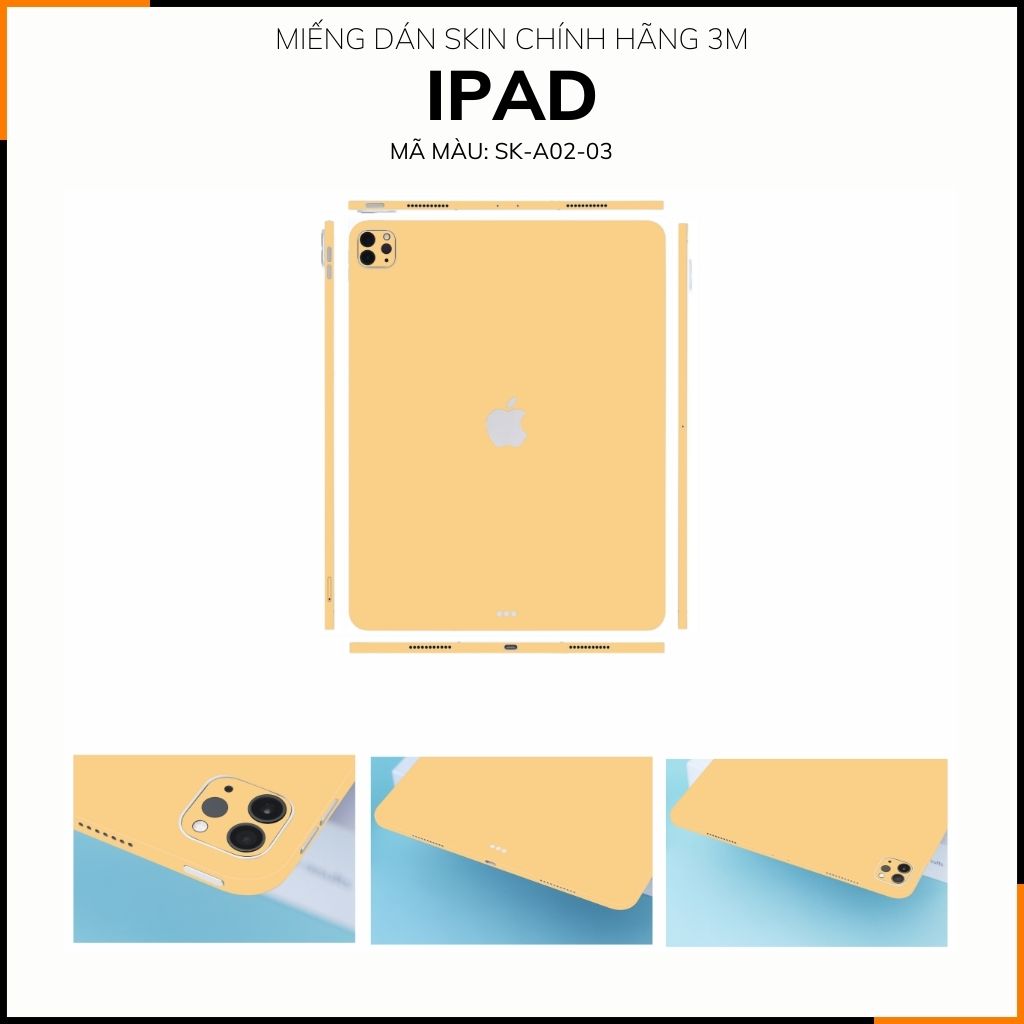 Dán skin ipad , ipad pro, ipad air , ipad mini full body và camera chính hãng 3M - PASTEL YELLOW - SK-A02-03 phụ kiện điện thoại huỳnh tân store