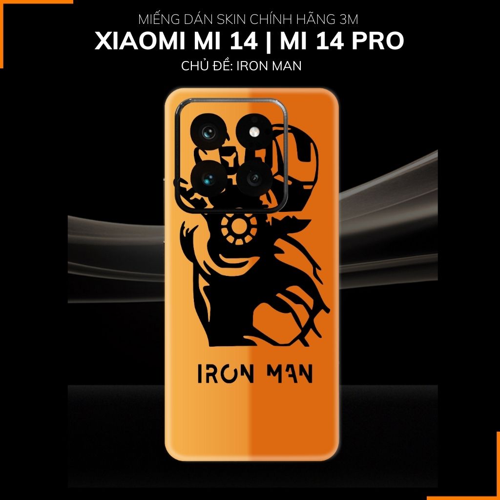 Dán skin điện thoại Xiaomi Mi 14 , Mi 14 Pro full body và camera nhập khẩu chính hãng USA in hình IRON MAN - SKD I04 phụ kiện điện thoại huỳnh tân store