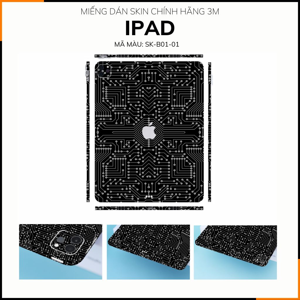 Dán skin ipad , ipad pro, ipad air , ipad mini full body và camera chính hãng 3M - ELECTRIC BLACK - SK B01 01 phụ kiện điện thoại huỳnh tân store