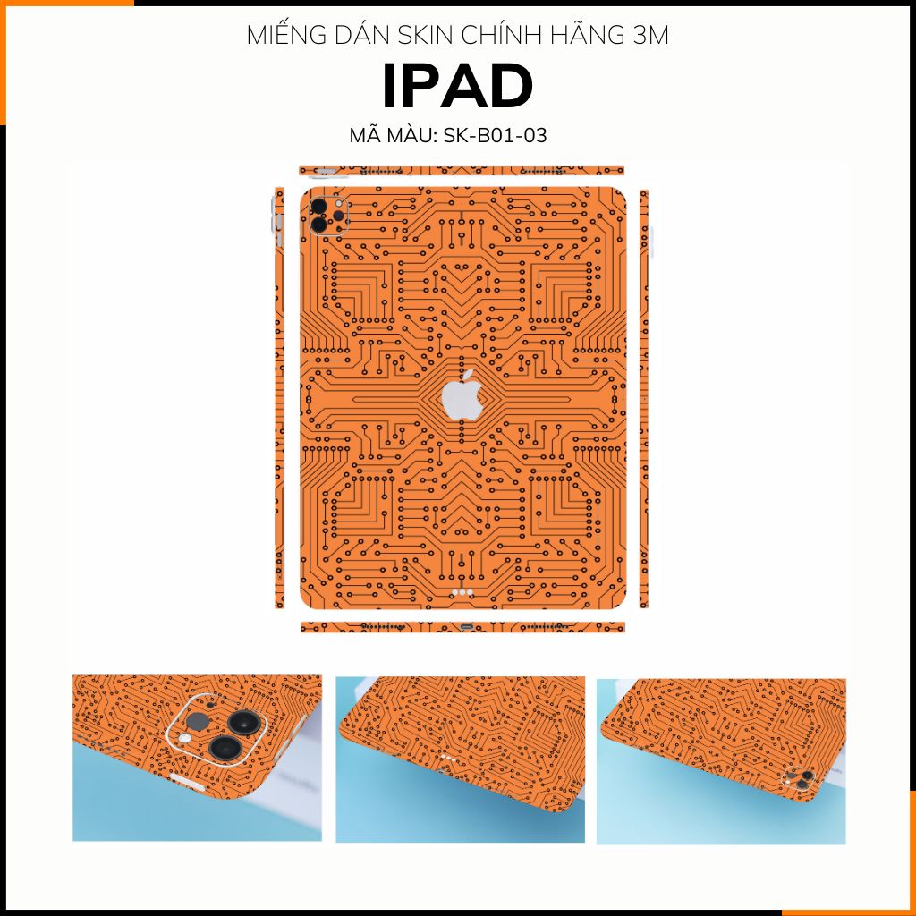 Dán skin ipad , ipad pro, ipad air , ipad mini full body và camera chính hãng 3M - ELECTRIC ORANGE - SK B01 03 phụ kiện điện thoại huỳnh tân store