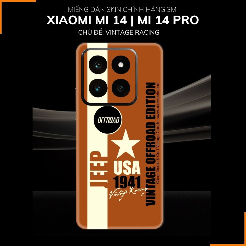Dán skin điện thoại Xiaomi Mi 14 , Mi 14 Pro full body và camera nhập khẩu chính hãng USA in hình VINTAGE RACING - SKD O09 phụ kiện điện thoại huỳnh tân store