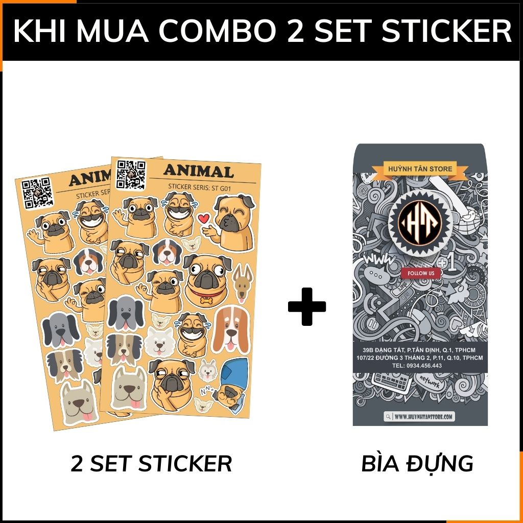 Sticker Animal ST G01 chống thấm xước dán trên mọi bề mặt dễ dàng gỡ bỏ không để lại keo phụ kiện huỳnh tân store
