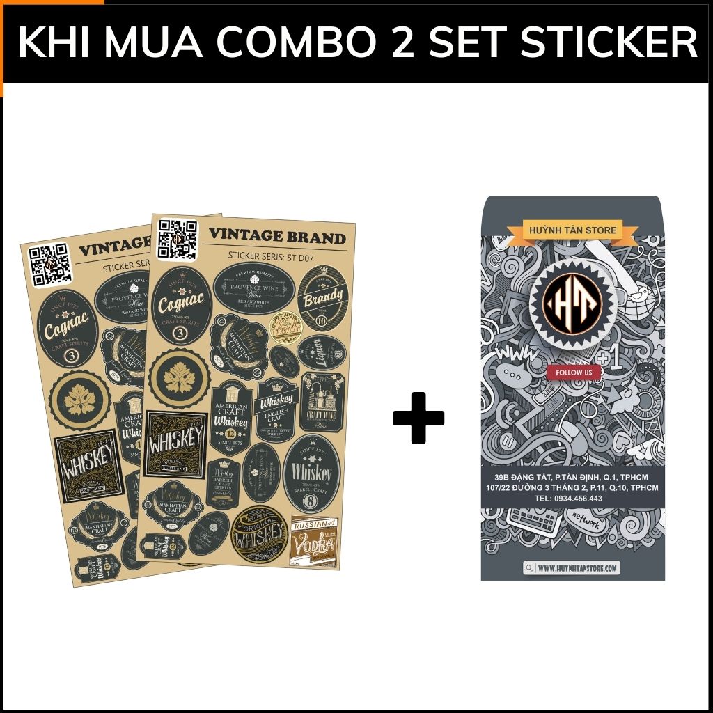 Bộ hình dán sticker Vintage Brand ST D07 đa dạng với mẫu trang trí độc đáo làm mới không gian với mọi bề mặt mà không để lại vết keo sau khi gỡ phụ kiện huỳnh tân store