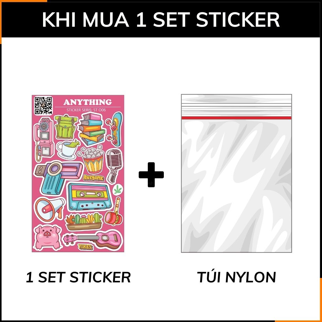 Hình dán sticker Anything ST O06 chống thấm nước trang trí mũ bảo hiểm laptop điện thoại notebook phụ kiện huỳnh tân store