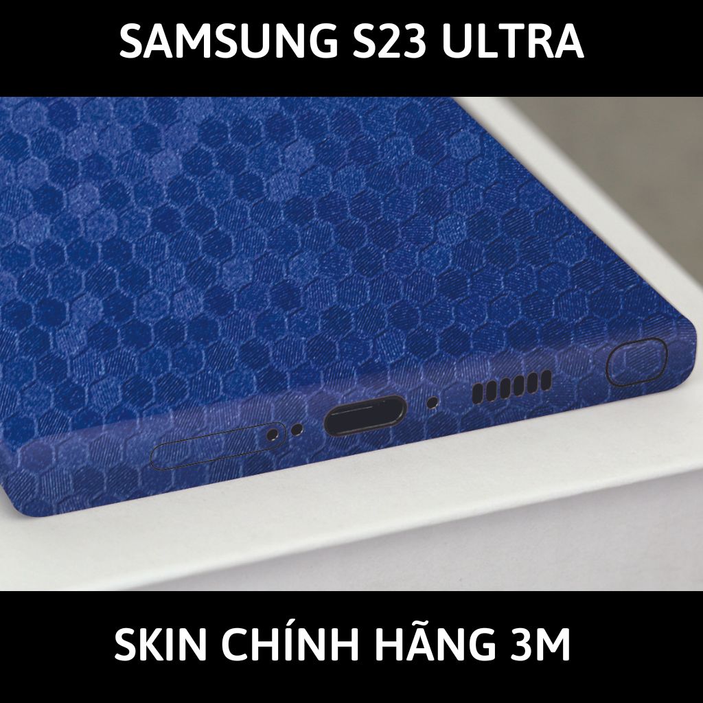 Dán skin điện thoại Samsung S23 Ultra full body và camera nhập khẩu chính hãng USA phụ kiện điện thoại huỳnh tân store - HONEYCOMB BLUE - Warp Skin Collection