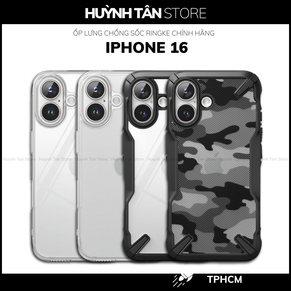 Ốp lưng iphone 16 RINGKE chính hãng trong suốt chống sốc FUSION X chống ố vàng huỳnh tân store