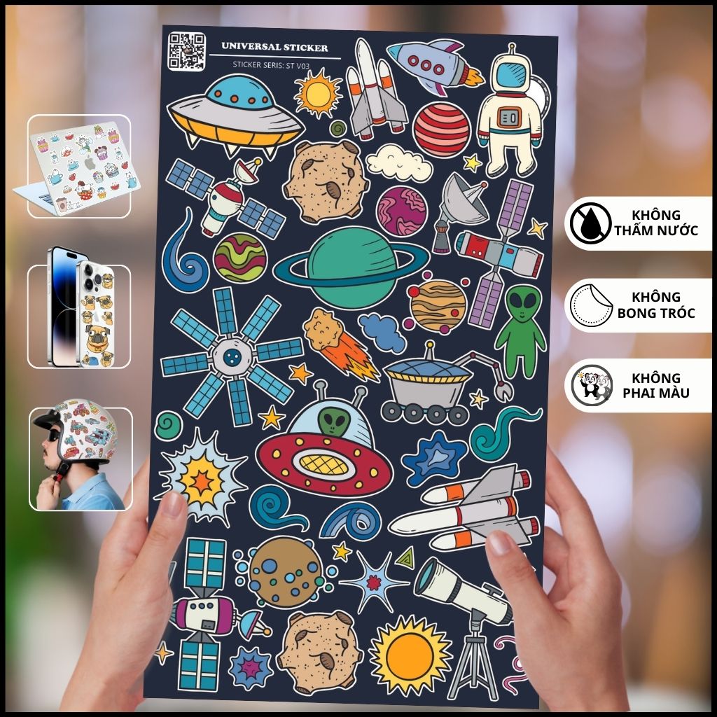 Hình dán vũ trụ sticker Universal ST V03 trang trí điện thoại laptop notebook nón bảo hiểm vali phụ kiện huỳnh tân store