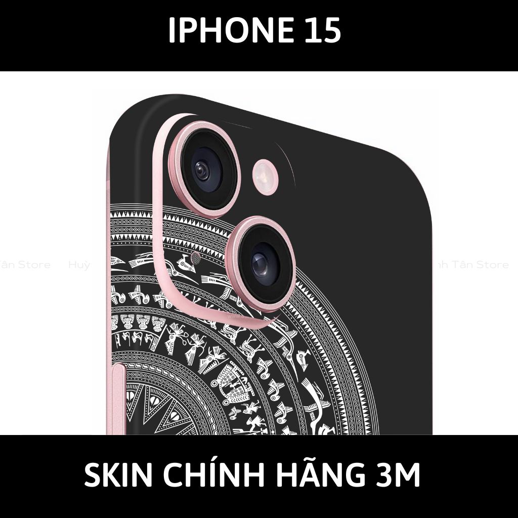 Dán skin điện thoại Iphone 15, Iphone 15 Plus full body và camera nhập khẩu chính hãng USA phụ kiện điện thoại huỳnh tân store - NỬA TRỐNG ĐỒNG BLACK - Warp Skin Collection