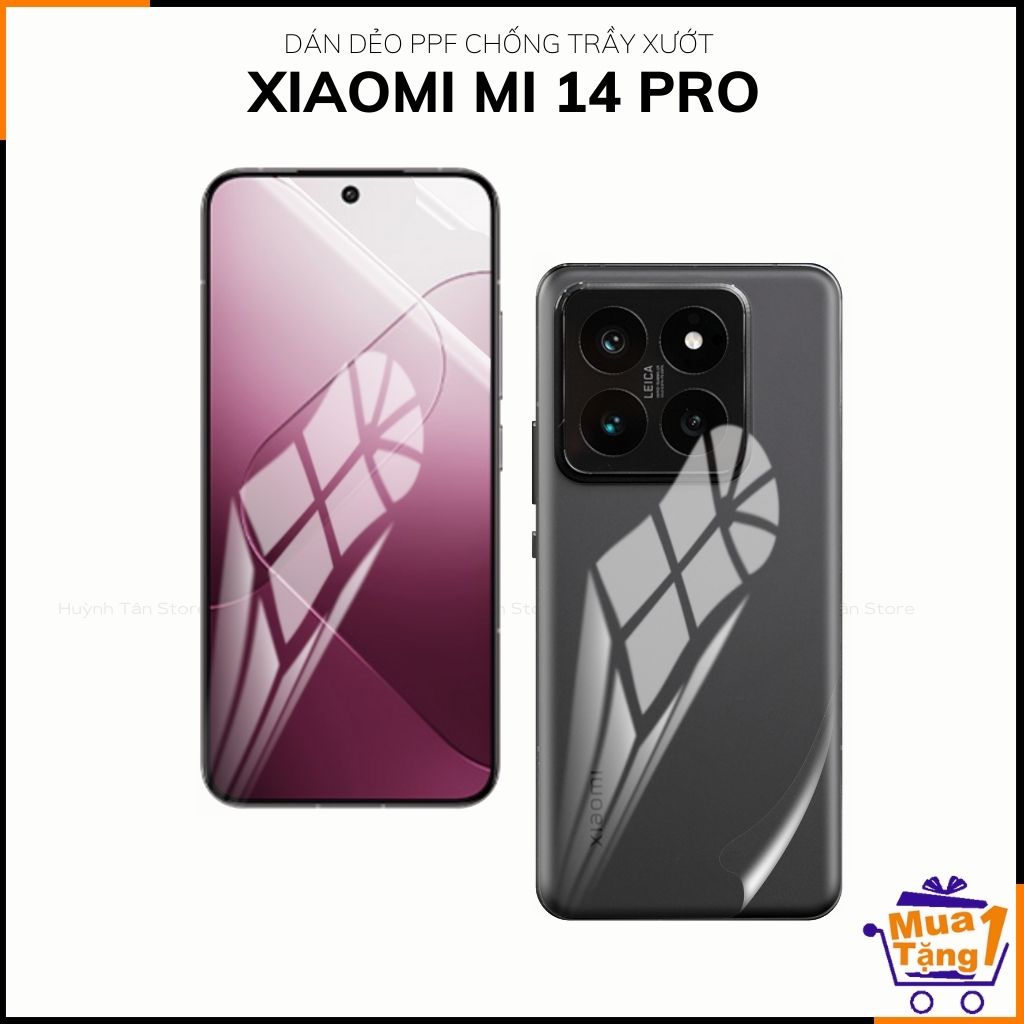 Dán dẻo ppf xiaomi mi 14 pro trong suốt hoặc nhám chống bám vân tay bảo vệ camera mua 1 tặng 1 phụ kiện điện thoại huỳnh tân store