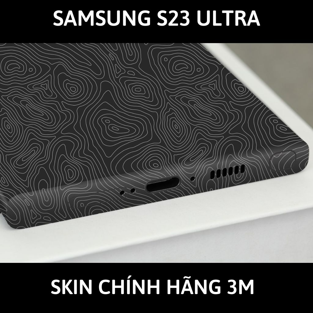 Dán skin điện thoại Samsung S23 Ultra full body và camera nhập khẩu chính hãng USA phụ kiện điện thoại huỳnh tân store - MAP BLACK - Warp Skin Collection