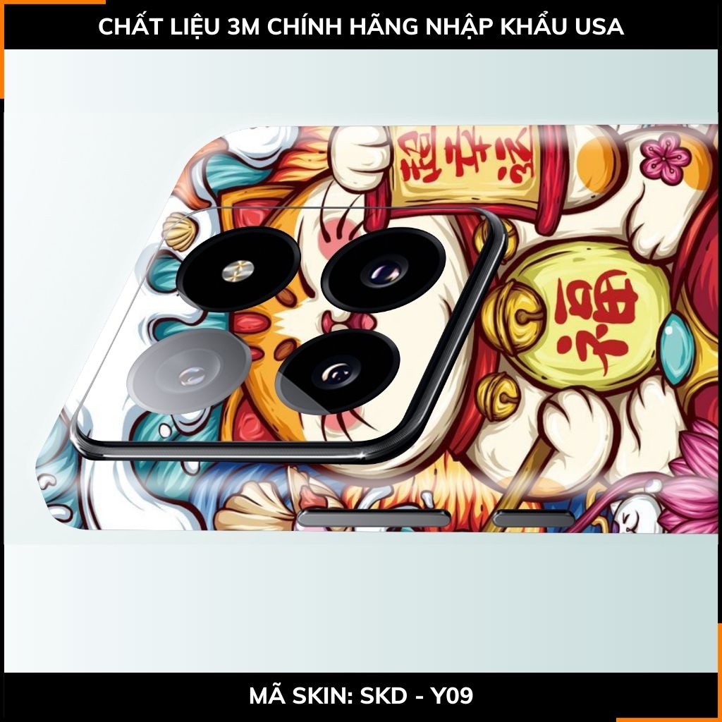 Dán skin điện thoại Xiaomi Mi 14 , Mi 14 Pro full body và camera nhập khẩu chính hãng USA in hình LUCKY CAT - SKD Y09 phụ kiện điện thoại huỳnh tân store