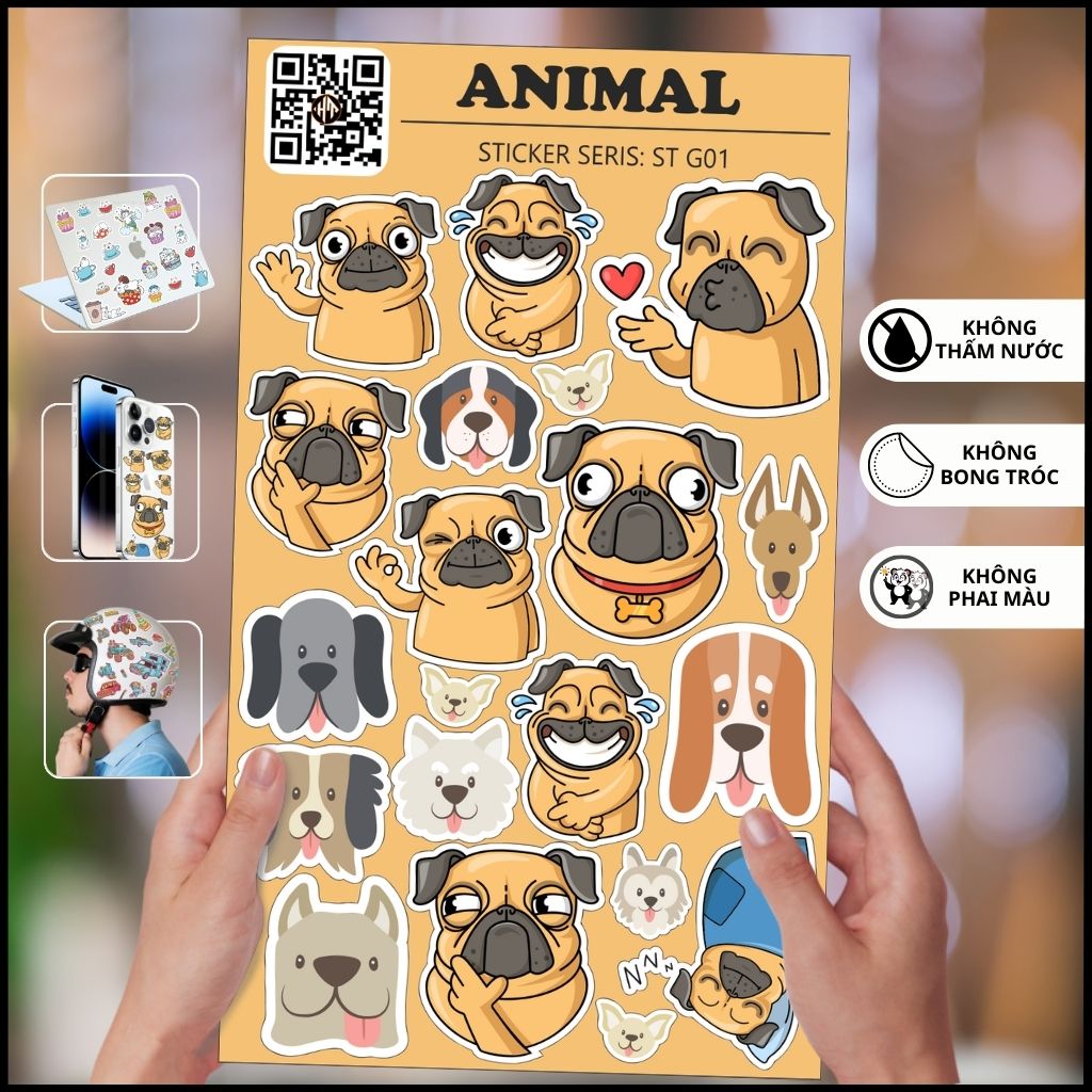 Sticker Animal ST G01 chống thấm xước dán trên mọi bề mặt dễ dàng gỡ bỏ không để lại keo phụ kiện huỳnh tân store