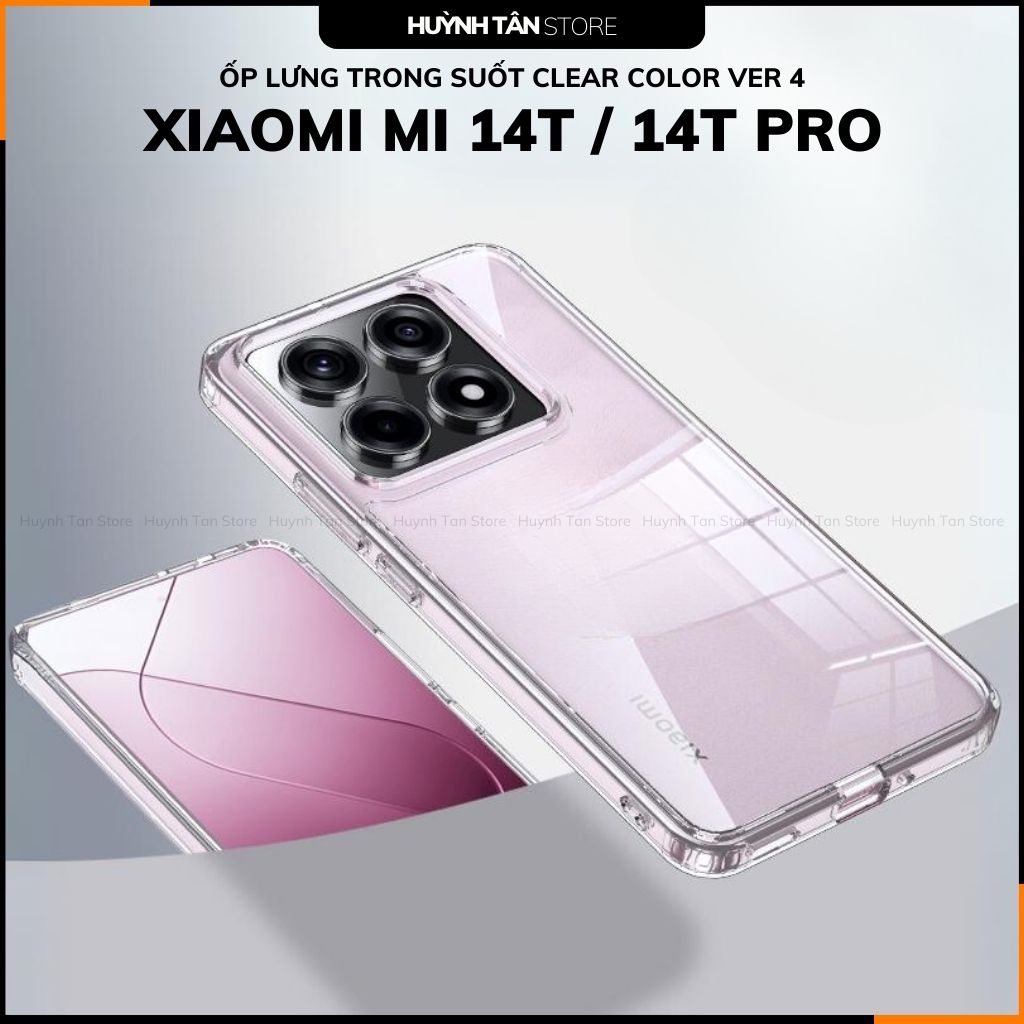 Ốp lưng Xiaomi Mi 14t, Mi 14t Pro chống sốc CLEAR COLOR VER 4 trong suốt không ố vàng bảo vệ camera phụ kiện huỳnh tân store
