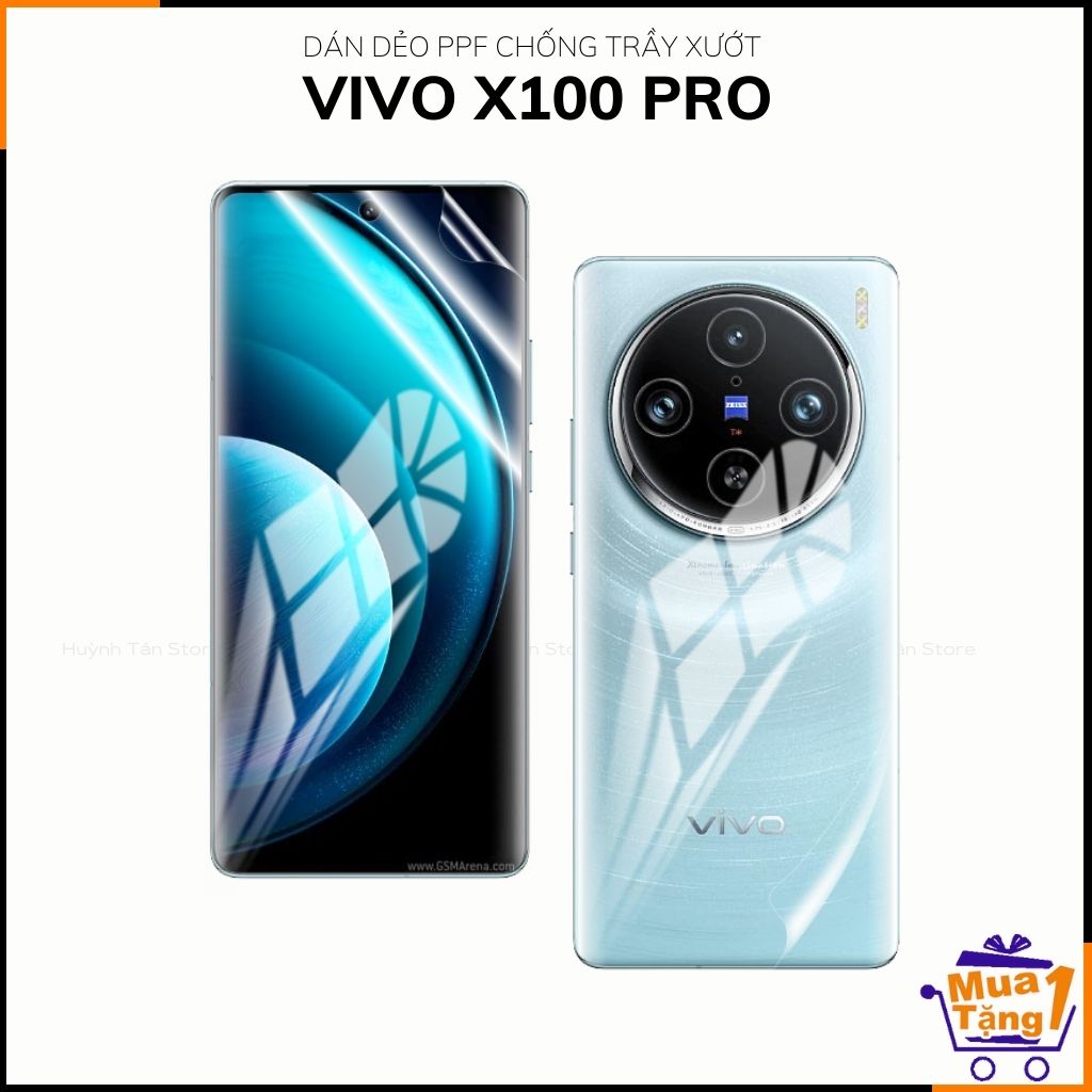 Dán dẻo ppf vivo x100 pro trong suốt hoặc nhám chống bám vân tay bảo vệ camera mua 1 tặng 1 phụ kiện điện thoại huỳnh tân store