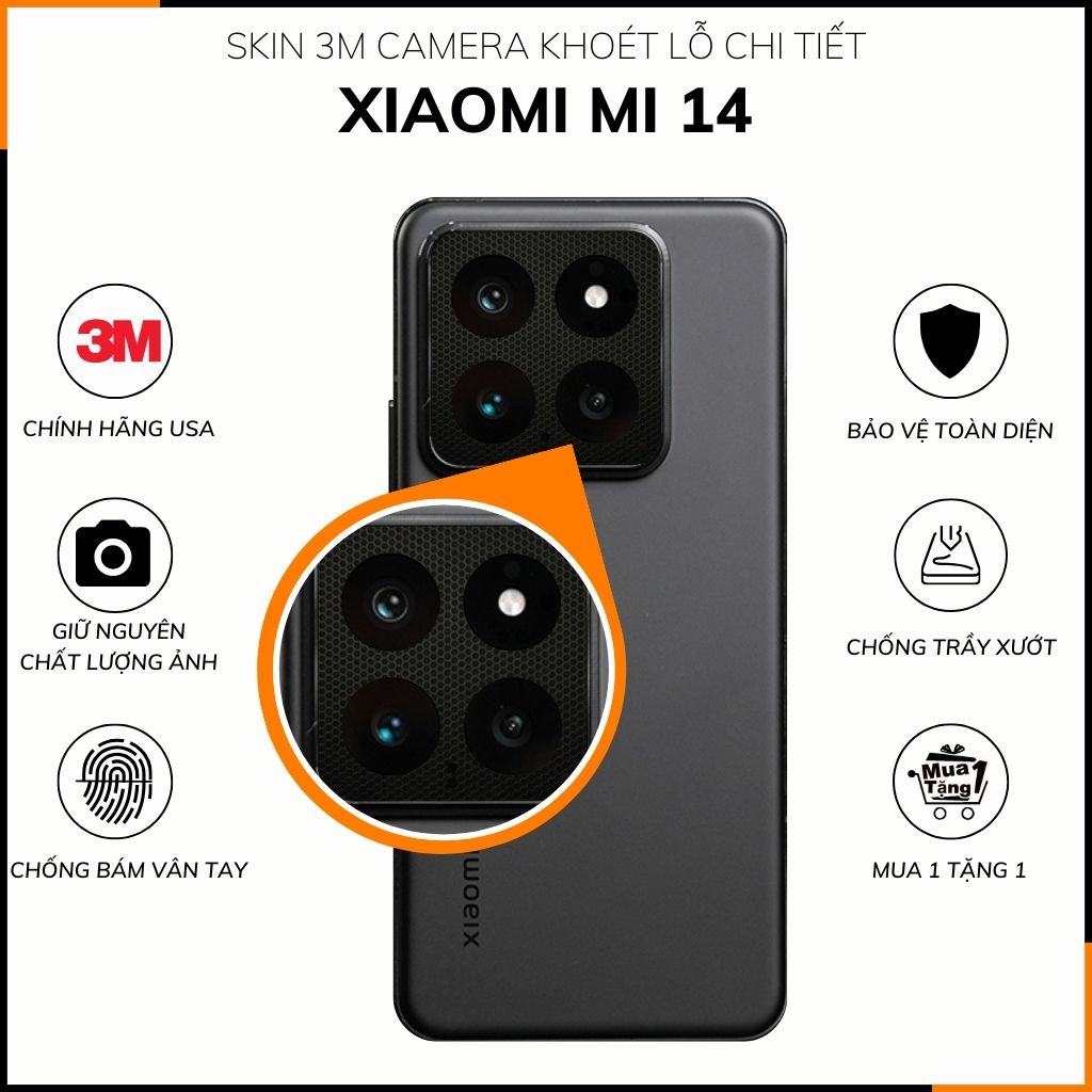 Skin 3m dán camera khoét lỗ chi tiết dành cho Mi 14 Ultra phụ kiện điện thoại huỳnh tân store