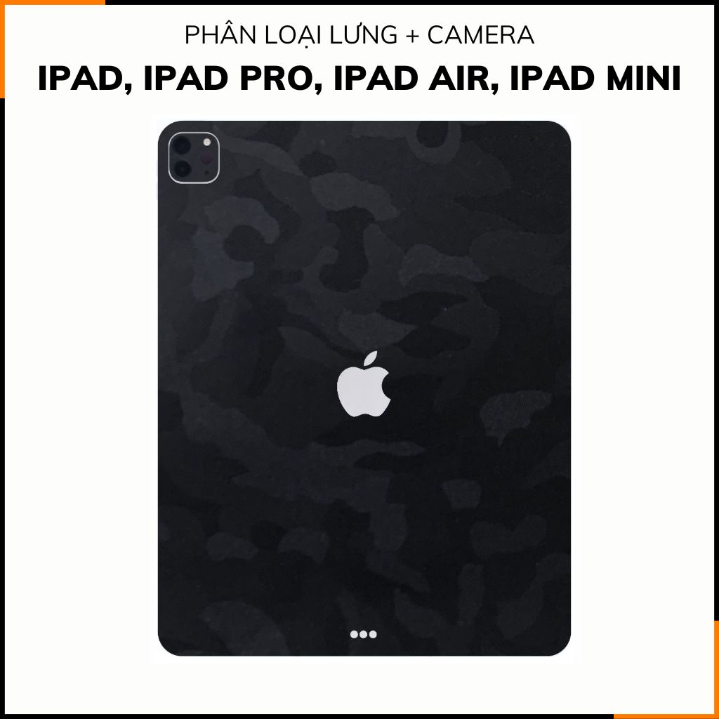 Dán skin ipad , ipad pro, ipad air , ipad mini full body và camera chính hãng 3M - CAMO BLACK  - SK-B12-01 phụ kiện điện thoại huỳnh tân store