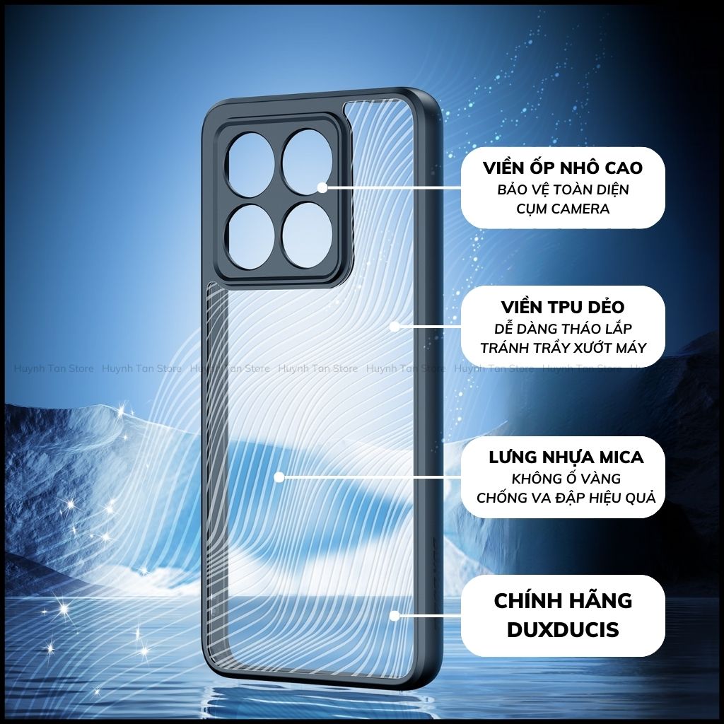 Ốp lưng xiaomi mi 14t aimo chính hãng duxducis chống va đập trong suốt không ố vàng huỳnh tân store