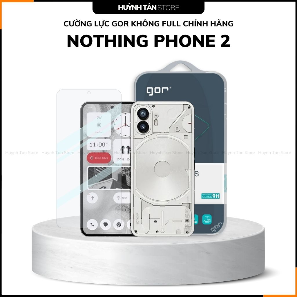Kính cường lực trong suốt nothing phone 2 KHÔNG FULL MÀN chống bám vân tay chính hãng GOR