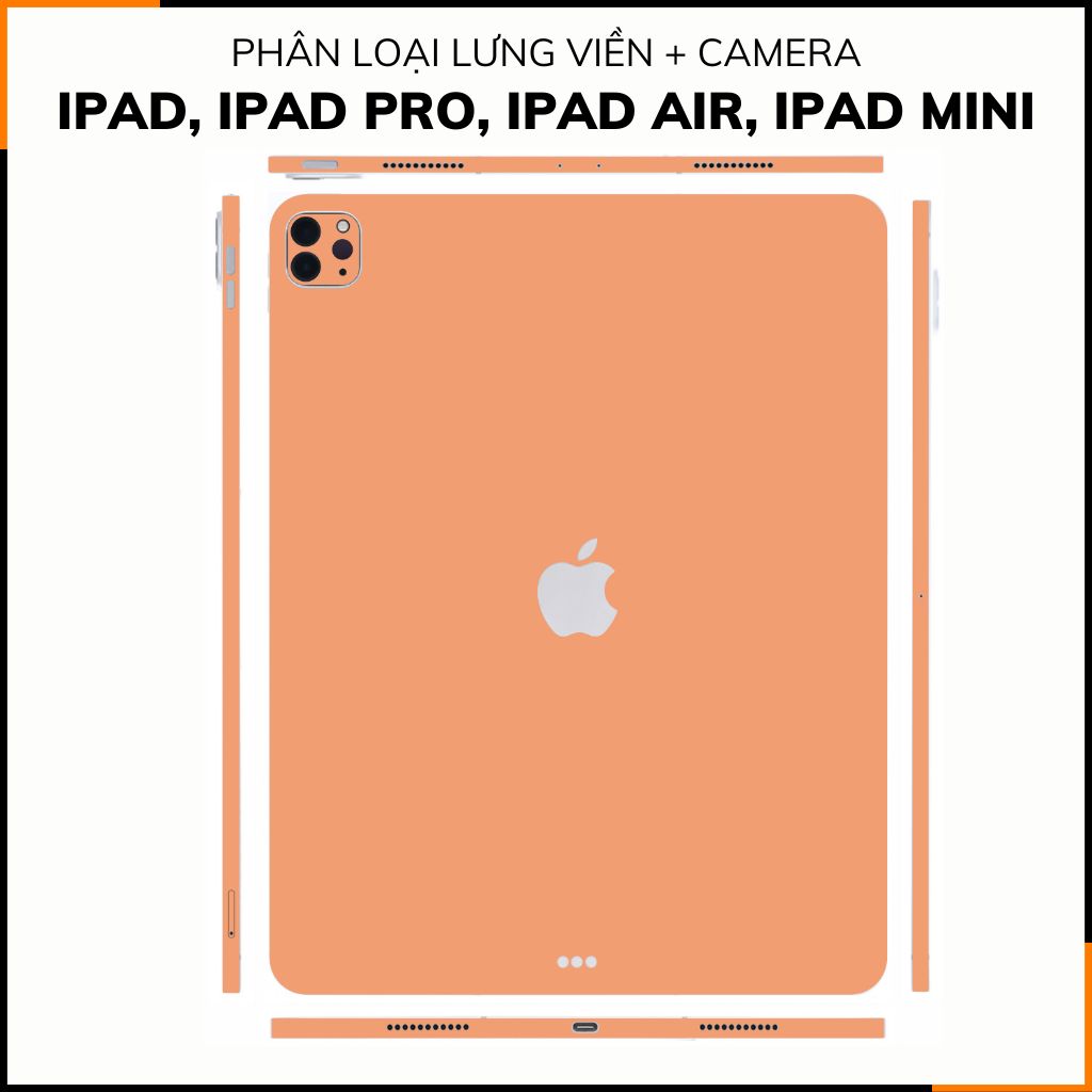 Dán skin ipad , ipad pro, ipad air , ipad mini full body và camera chính hãng 3M - PASTEL ORANGE -  SK A02 07 phụ kiện điện thoại huỳnh tân store