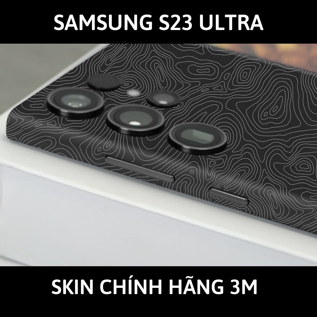 Dán skin điện thoại Samsung S23 Ultra full body và camera nhập khẩu chính hãng USA phụ kiện điện thoại huỳnh tân store - MAP BLACK - Warp Skin Collection