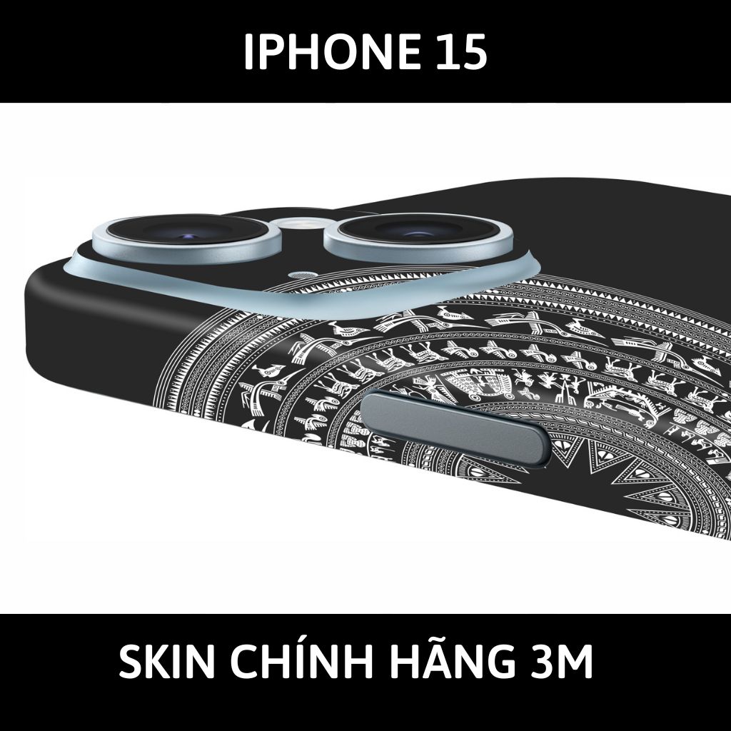 Dán skin điện thoại Iphone 15, Iphone 15 Plus full body và camera nhập khẩu chính hãng USA phụ kiện điện thoại huỳnh tân store - NỬA TRỐNG ĐỒNG BLACK - Warp Skin Collection