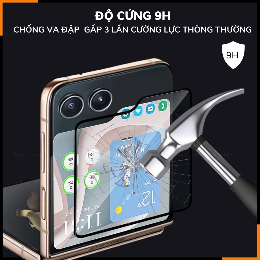 Kính cường lực z flip 5 trong suốt màn ngoài chống bám vân tay chính hãng KUZOOM phụ kiện điện thoại huỳnh tân store