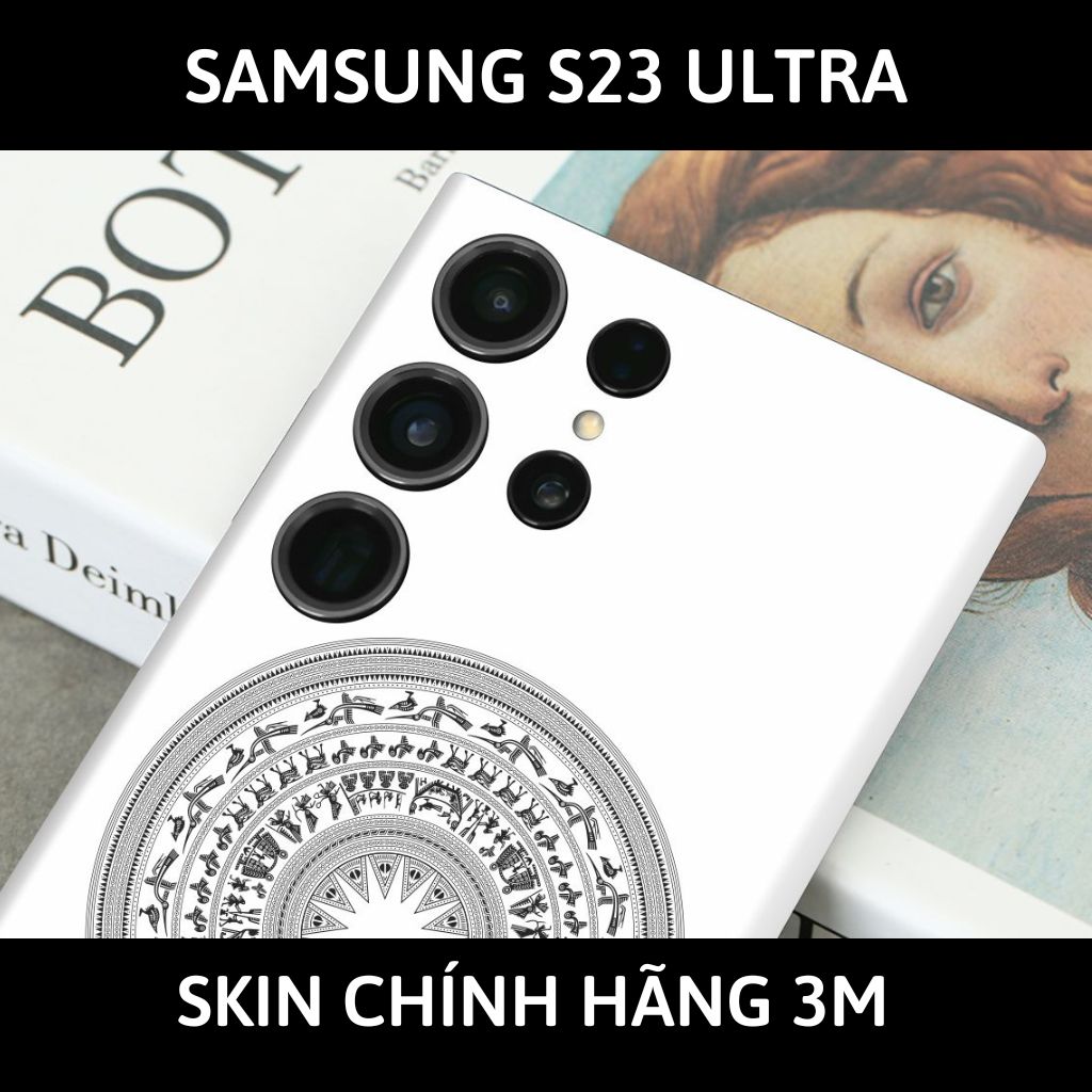 Dán skin điện thoại Samsung S23 Ultra full body và camera nhập khẩu chính hãng USA phụ kiện điện thoại huỳnh tân store - TRỐNG ĐỒNG WHITE - Warp Skin Collection