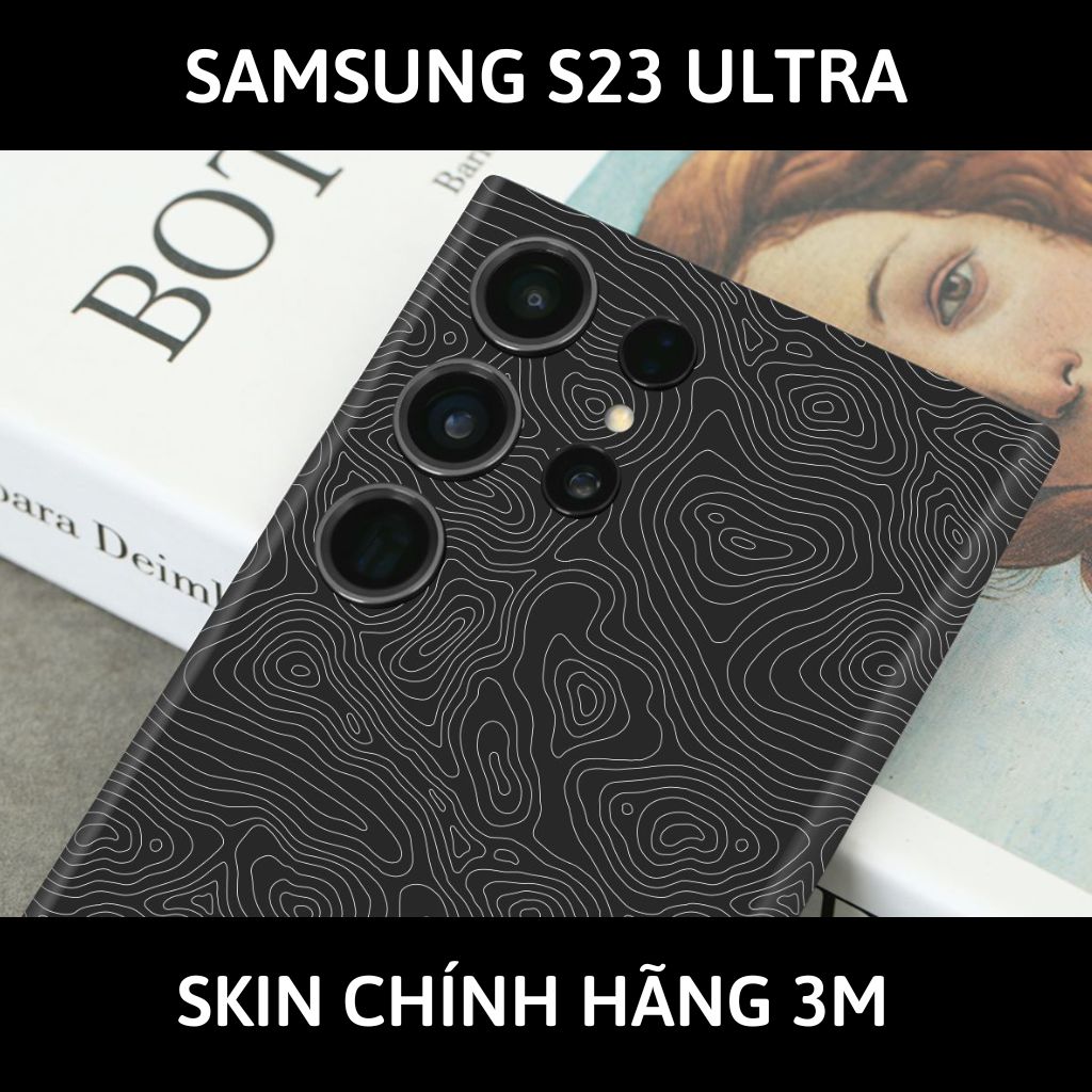 Dán skin điện thoại Samsung S23 Ultra full body và camera nhập khẩu chính hãng USA phụ kiện điện thoại huỳnh tân store - MAP BLACK - Warp Skin Collection