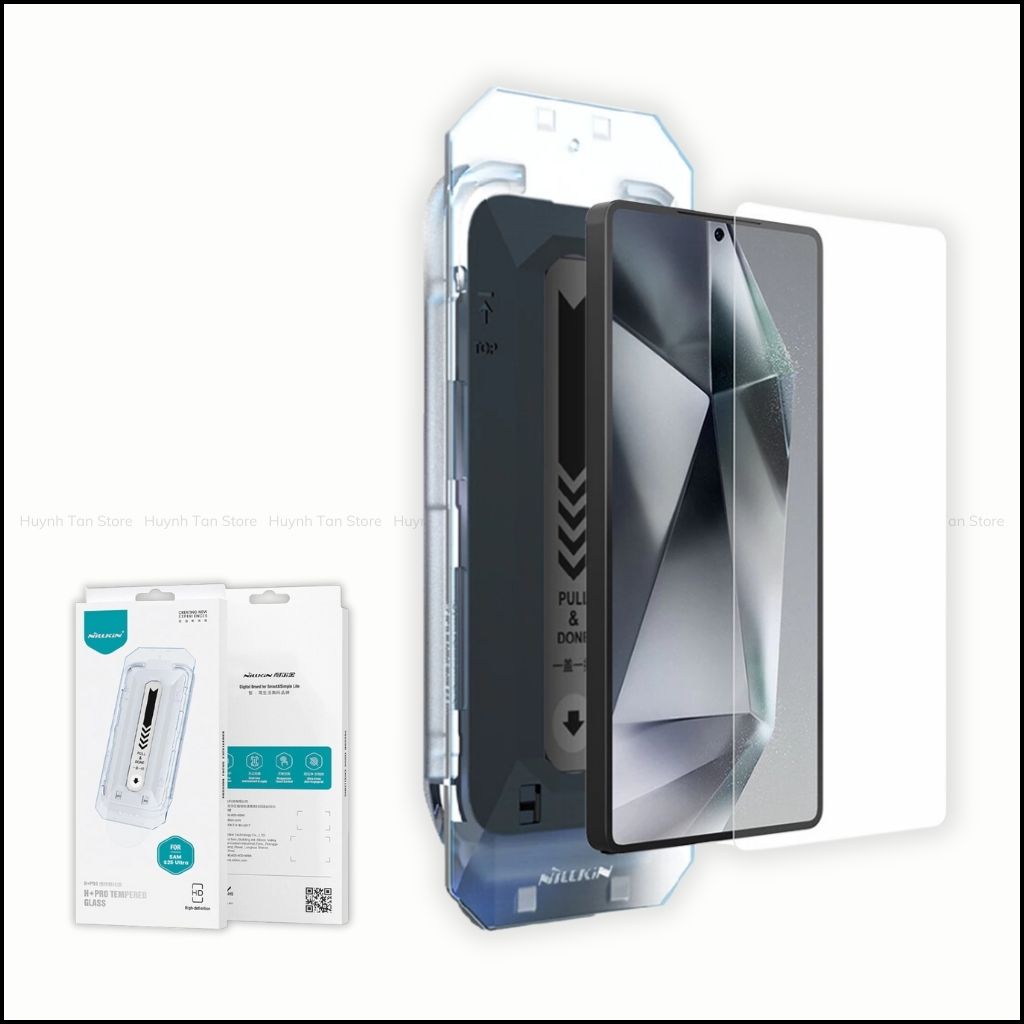 Kính Cường Lực Samsung S25 Ultra chống nhìn trộm Nillkin Cảm Ứng Vân Tay Siêu Nhạy Kèm Khung Trợ Dán