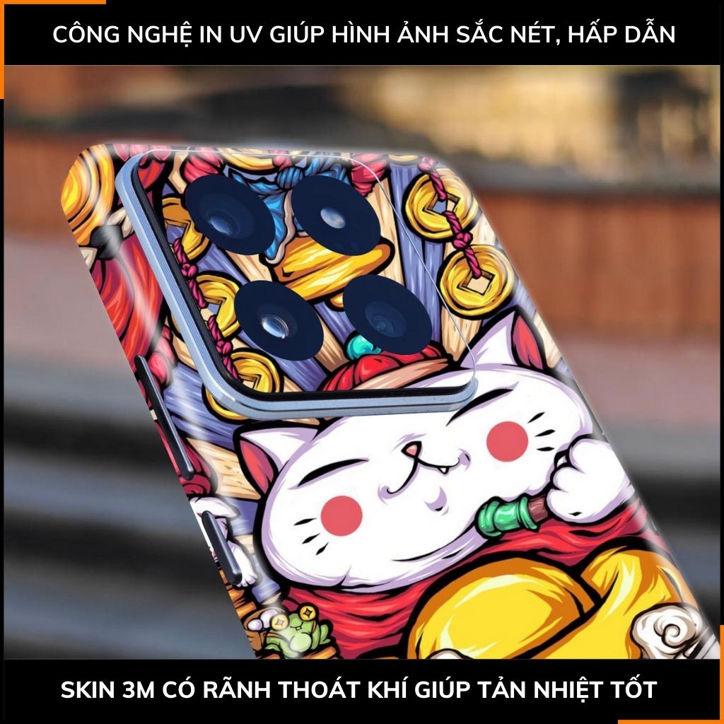 Dán skin điện thoại Xiaomi Mi 14 , Mi 14 Pro full body và camera nhập khẩu chính hãng USA in hình LUCKY CAT - SKD Y10 phụ kiện điện thoại huỳnh tân store