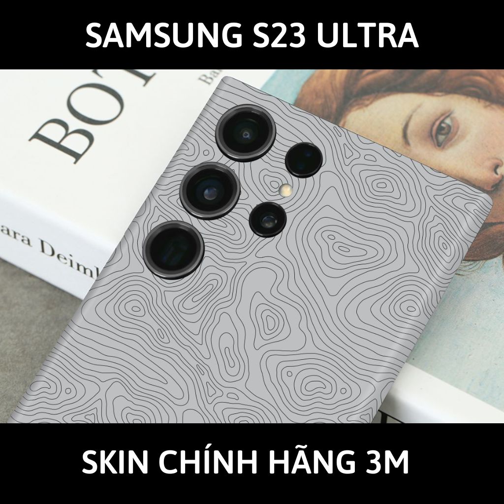 Dán skin điện thoại Samsung S23 Ultra full body và camera nhập khẩu chính hãng USA phụ kiện điện thoại huỳnh tân store - MAP GREY - Warp Skin Collection
