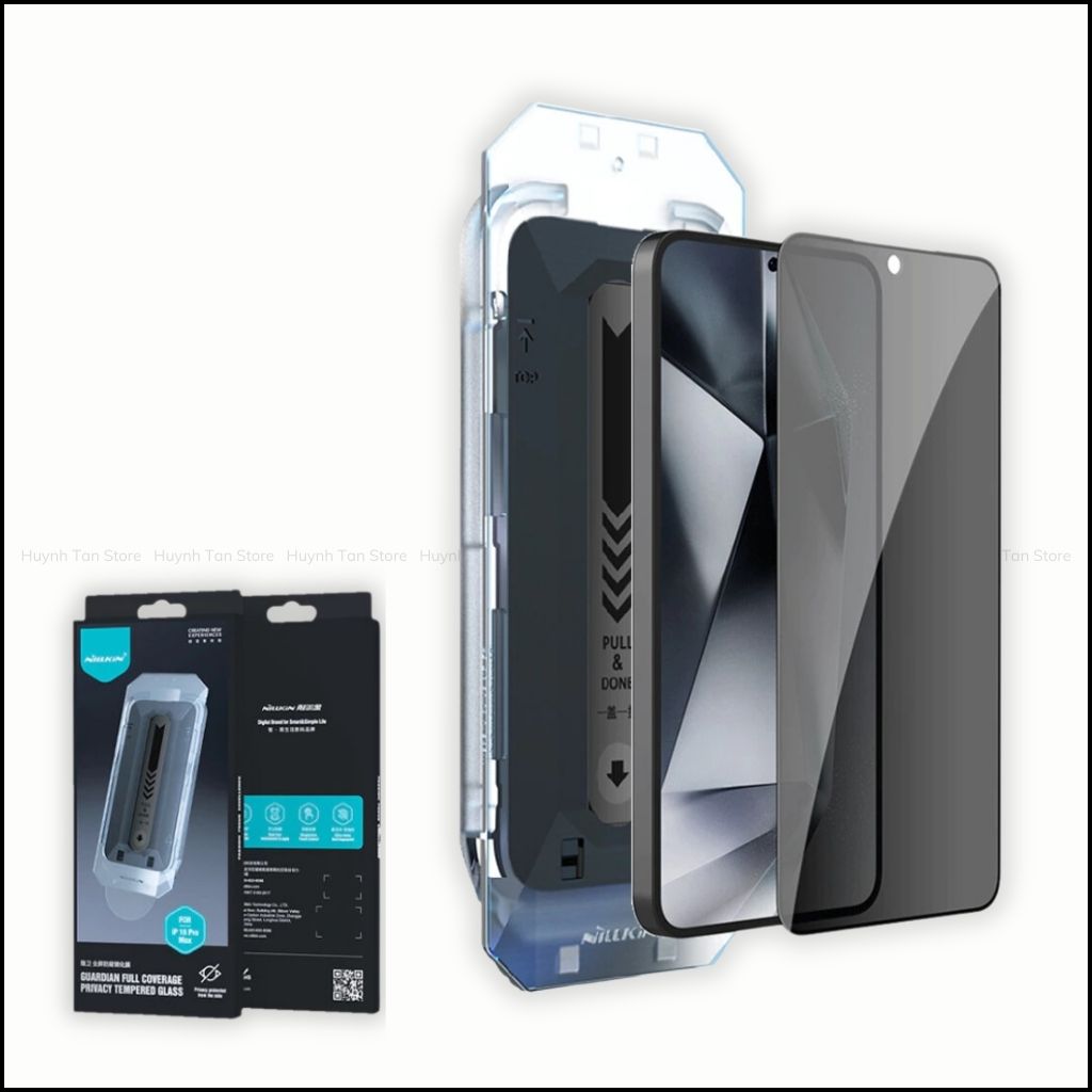 Kính Cường Lực Samsung S25 Ultra chống nhìn trộm Nillkin Cảm Ứng Vân Tay Siêu Nhạy Kèm Khung Trợ Dán
