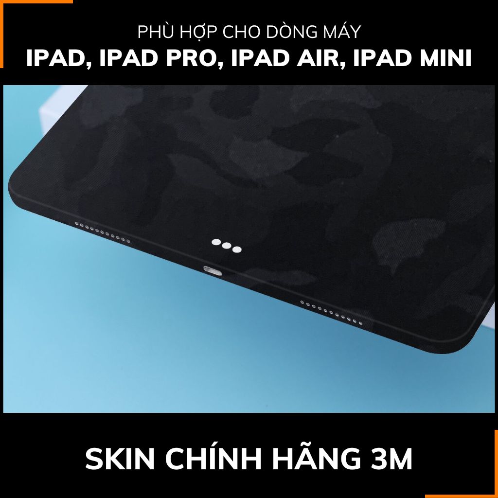 Dán skin ipad , ipad pro, ipad air , ipad mini full body và camera chính hãng 3M - CAMO BLACK  - SK-B12-01 phụ kiện điện thoại huỳnh tân store