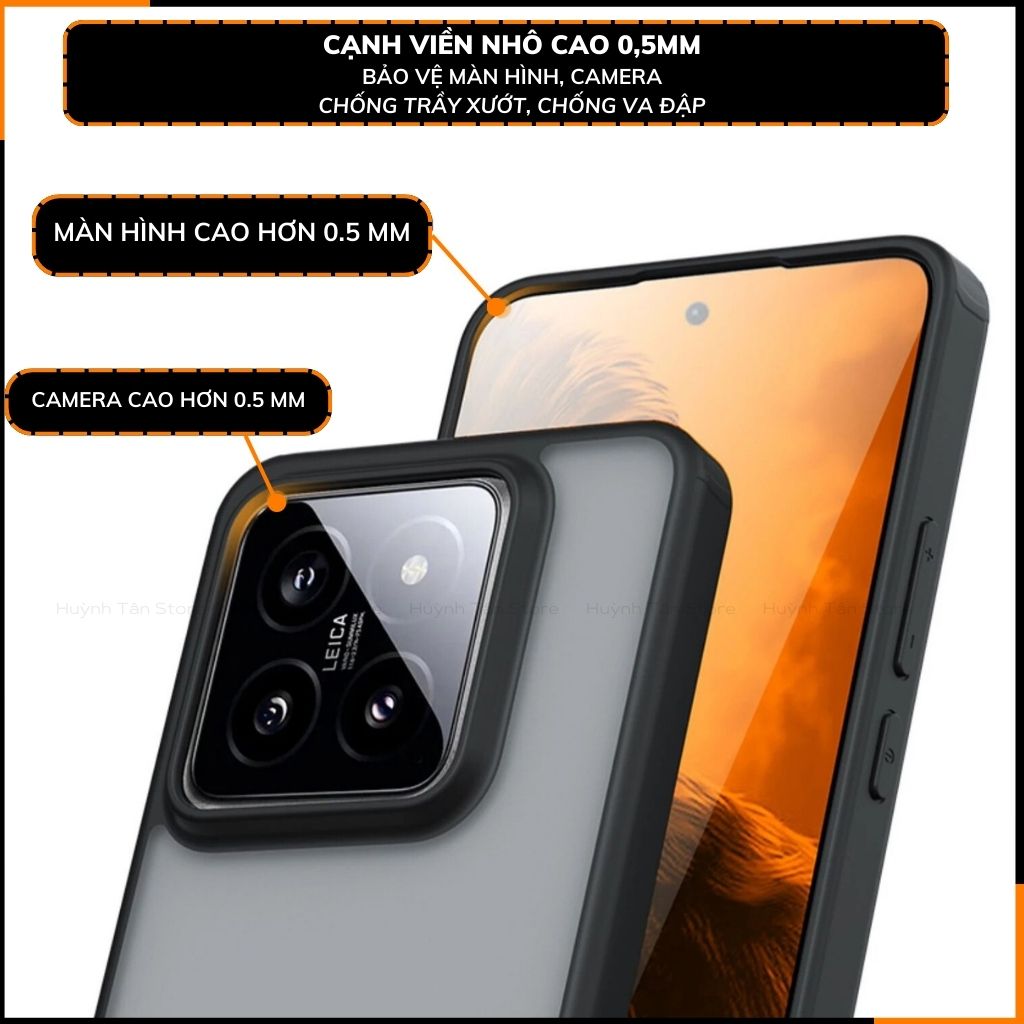 Ốp lưng xiaomi mi 14, 14 pro chống sốc clear color ver 2 viền màu lưng trong không ố vàng bảo vệ camera huỳnh tân store