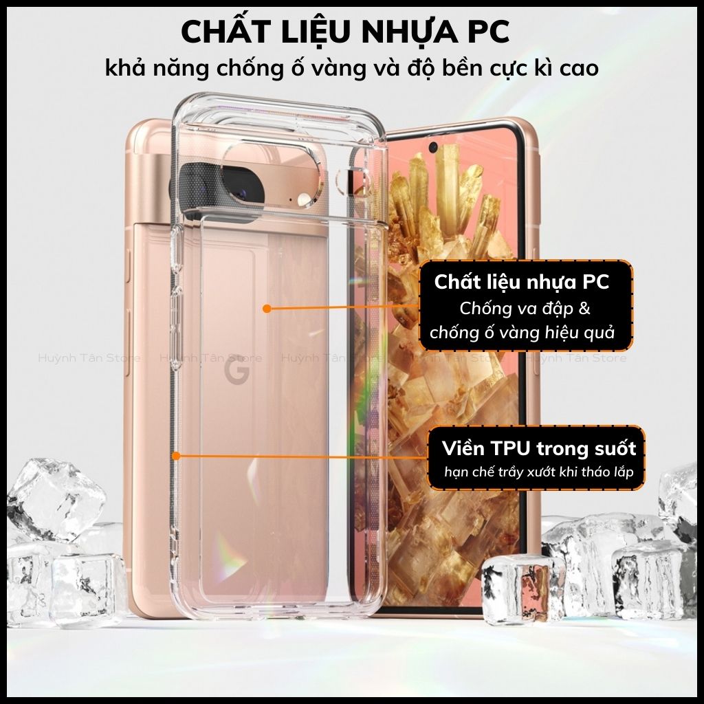 Ốp lưng google pixel 8 RINGKE chính hãng trong suốt chống sốc FUSION X chống ố vàng phụ kiện điện thoại huỳnh tân