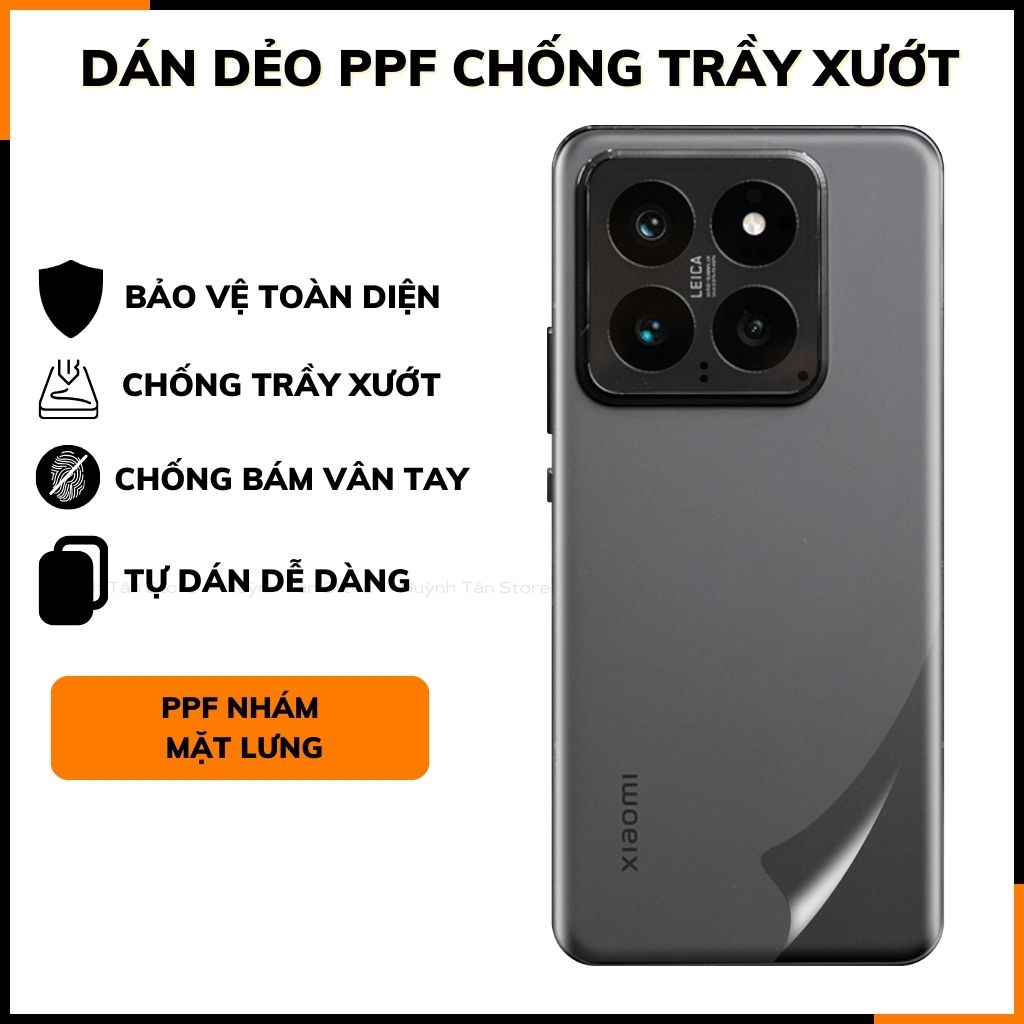 Dán dẻo ppf xiaomi mi 14 trong suốt hoặc nhám chống bám vân tay bảo vệ camera mua 1 tặng 1 phụ kiện điện thoại huỳnh tân store