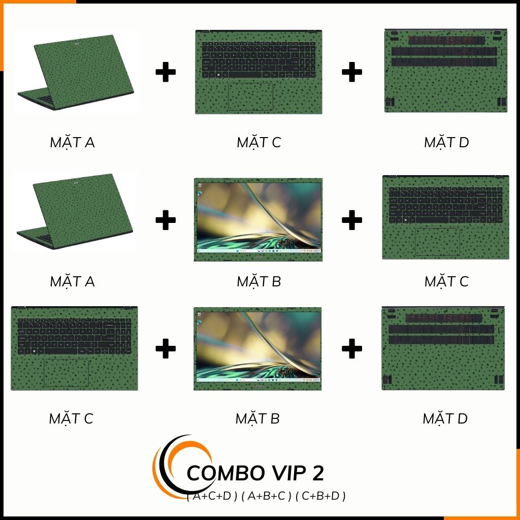 Dán skin laptop asus, dell , acer, hp, msi chính hãng ORAFOL nhập khẩu ĐỨC - SKIN 3M - LAPTOP - MANY STICKER GREEN  - SK B14 05 phụ kiện điện thoại huỳnh tân store