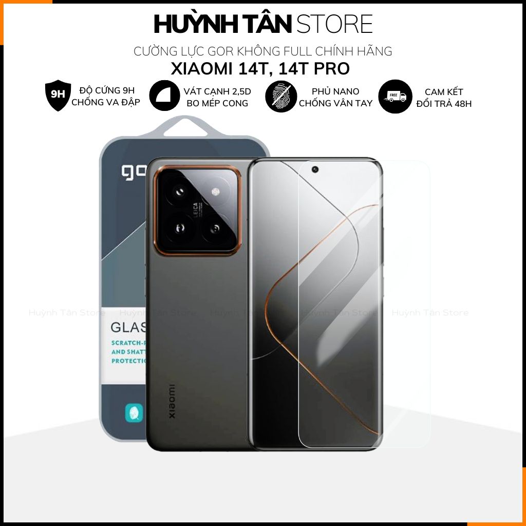 Kính cường lực xiaomi MI 14T / 14T Pro trong suốt KHÔNG FULL MÀN chính hãng GOR huỳnh tân store