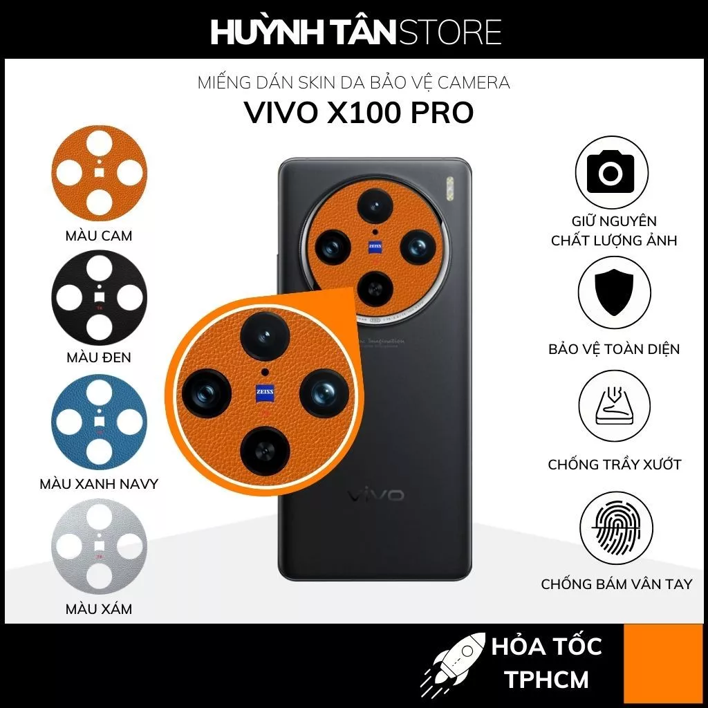 Miếng dán camera vivo x200 pro mini x100 pro x100 ultra skin mccal vân da in logo máy ảnh chống trầy xướt bảo vệ camera