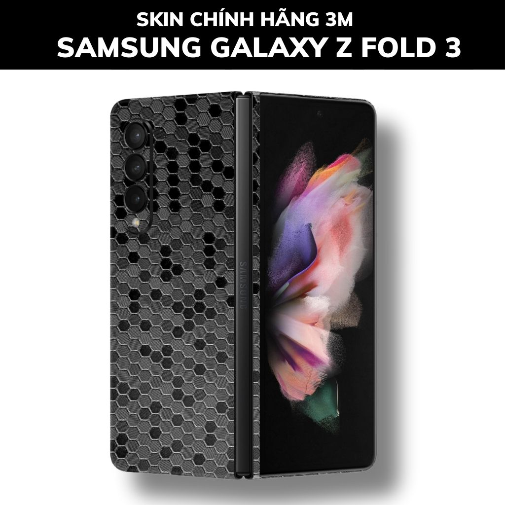 Skin 3m samsung galaxy Z Fold 4, Z Fold 3, Z Fold 2 full body và camera nhập khẩu chính hãng USA phụ kiện điện thoại huỳnh tân store - Hexis Honeycomb Black- Warp Skin Collection