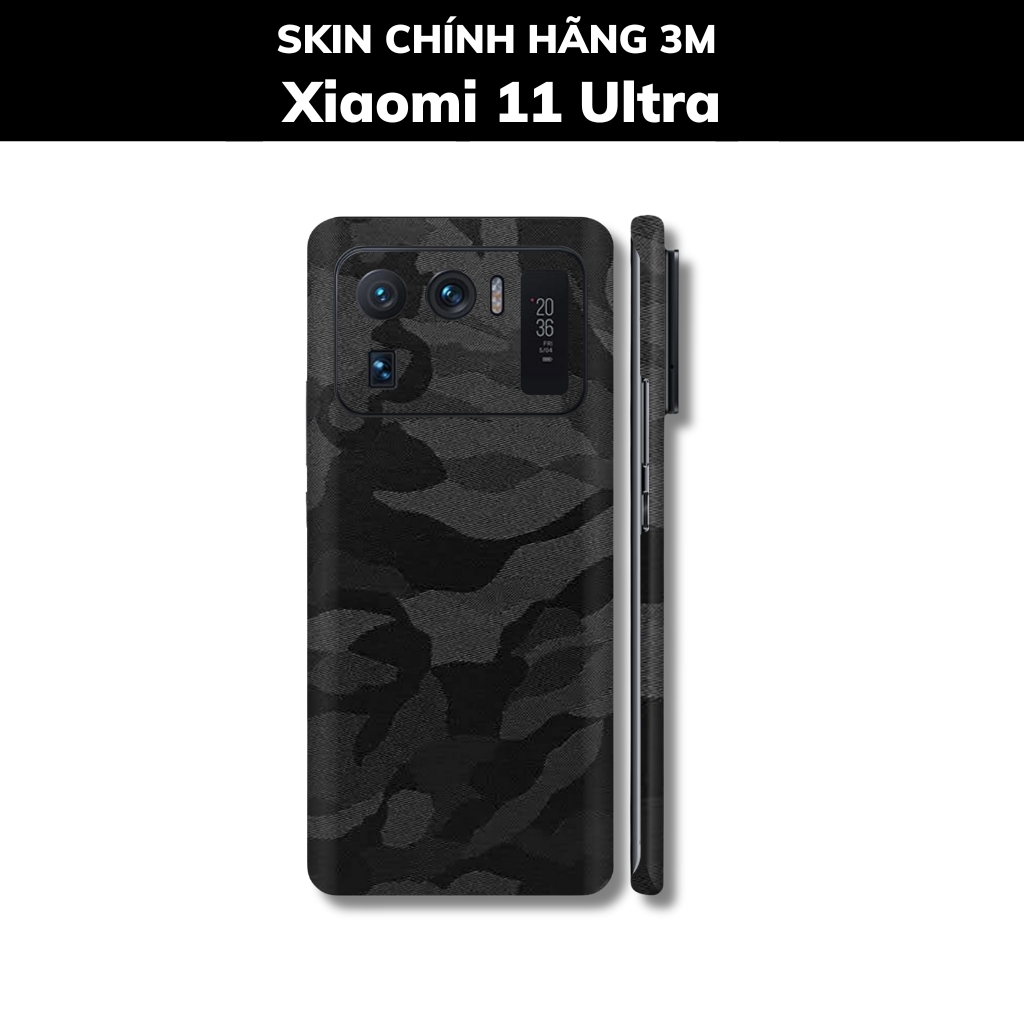 Skin 3m Mi 11 Ultra full body và camera nhập khẩu chính hãng USA phụ kiện điện thoại huỳnh tân store - Camo Black - Warp Skin Collection