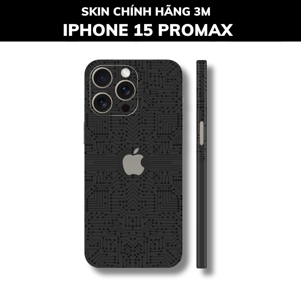 Dán skin điện thoại Iphone 15 Pro Max full body và camera nhập khẩu chính hãng USA phụ kiện điện thoại huỳnh tân store - Electronic Black - Warp Skin Collection